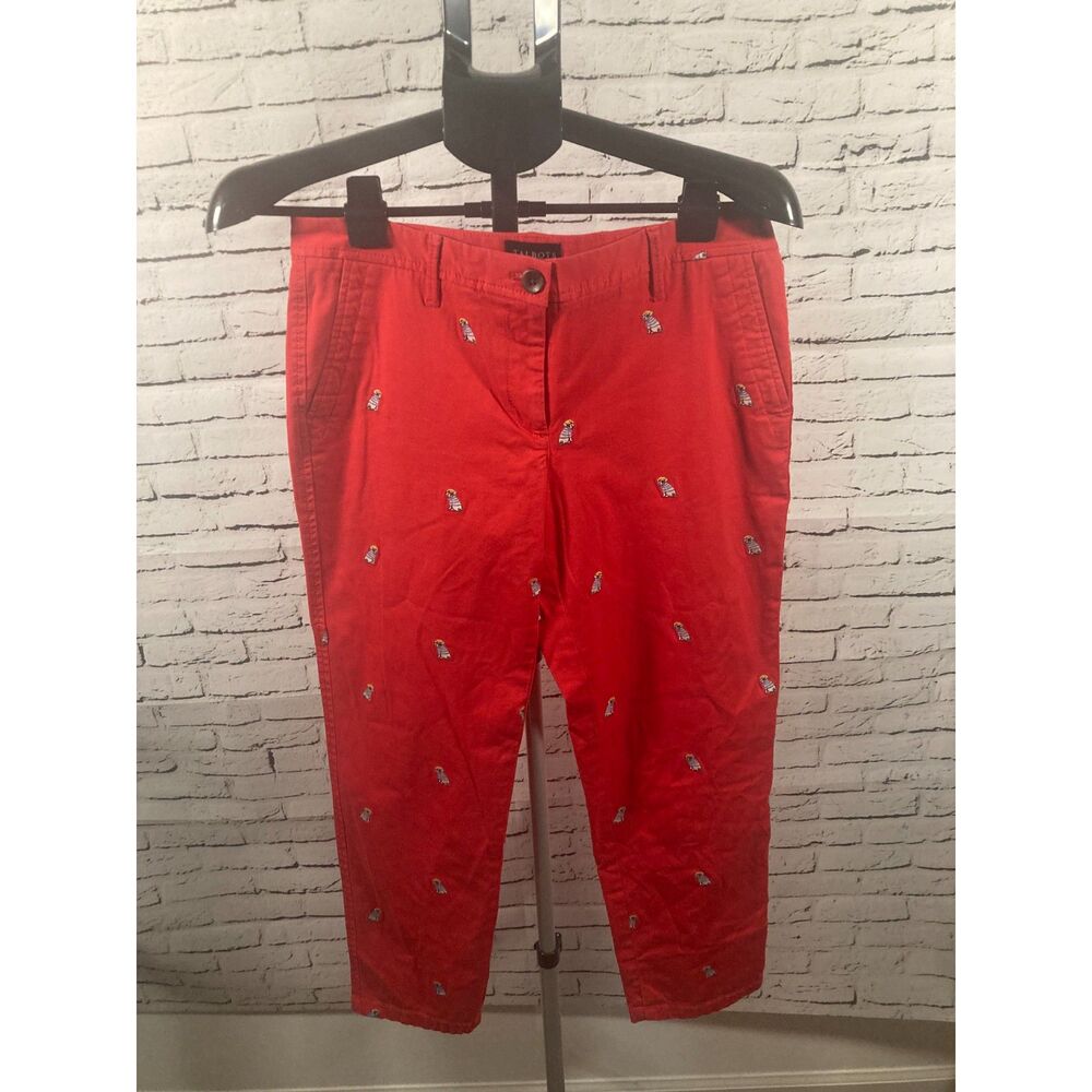 Talbots Red Relaxed Chino Pants – Size 4P – Dog Embroidered